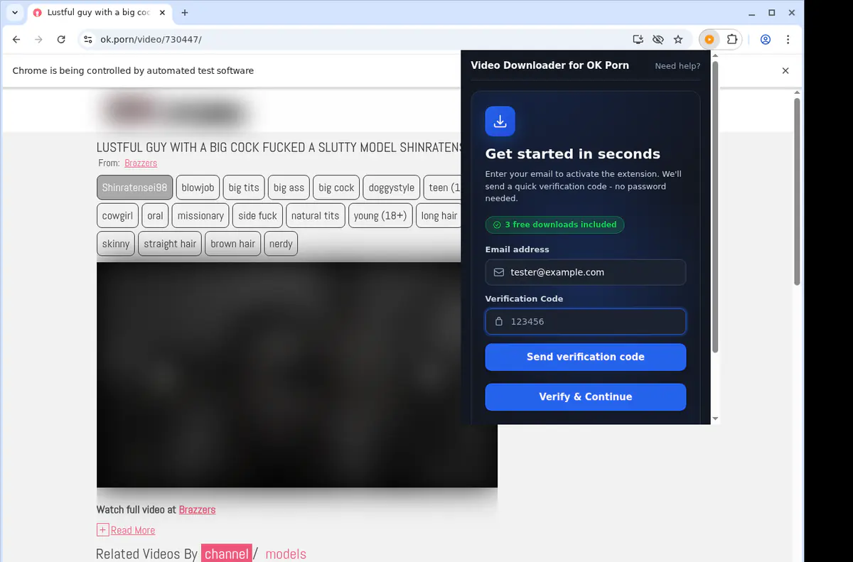 Okporn Video Downloader browser extension screenshot 4